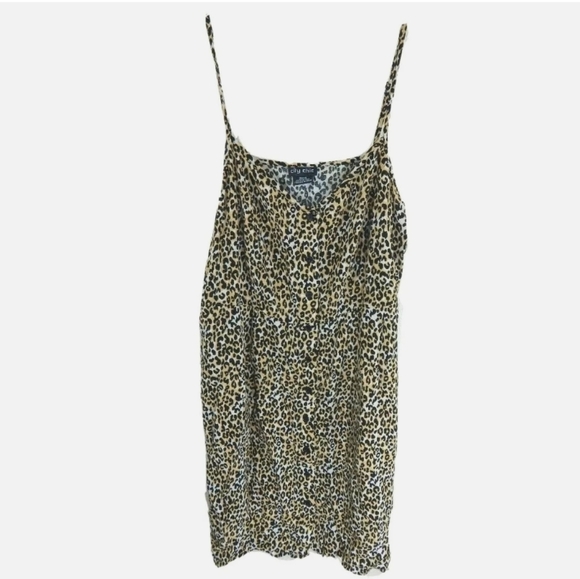 City Chic Leopard Print Button Down Tank Dress - Picture 1 of 3